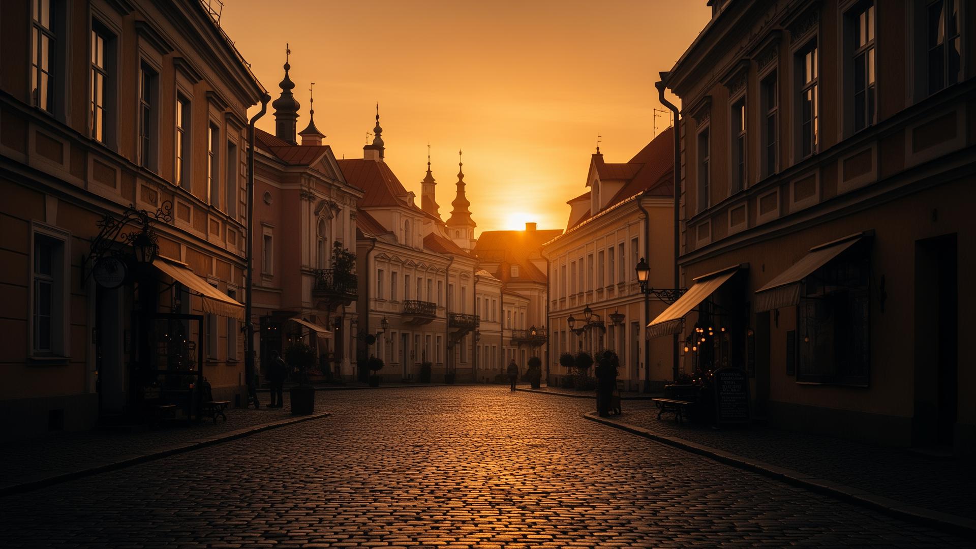 Vilnius old town at golden hour